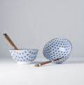 Bowl Set 2pcs with Chopsticks Starburst Blue Design V637-RW0003