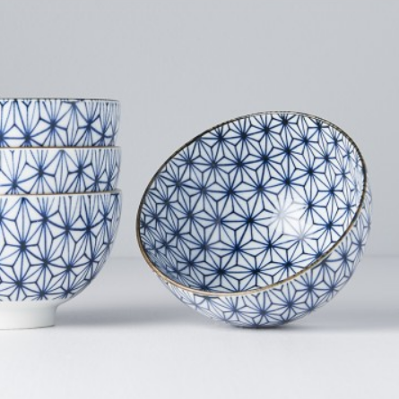 Bowl Set 4pcs Starburst Blue Design V637-RW0004