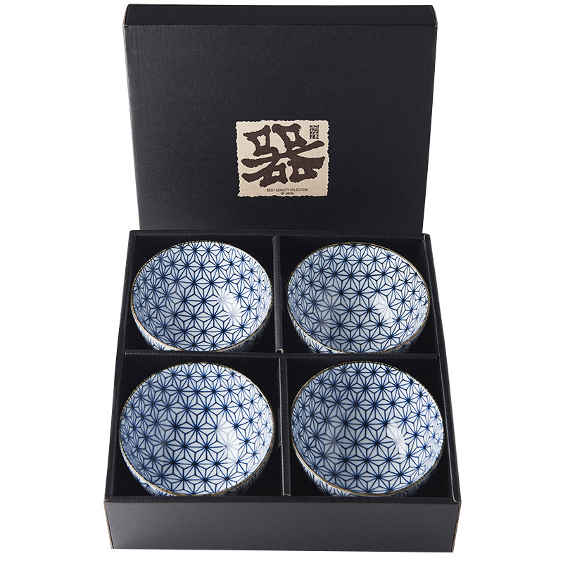 Bowl Set 4pcs Starburst Blue Design V637-RW0004