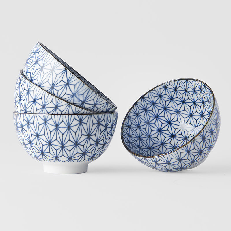 Bowl Set 4pcs Starburst Blue Design V637-RW0004