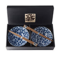 Bowl Set 2pcs with Chopsticks Blue Plum Design V637-RW0005