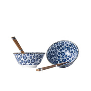 Bowl Set 2pcs with Chopsticks Blue Plum Design V637-RW0005