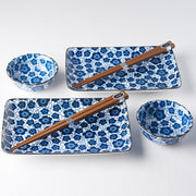 Sushi Set for Two with Chopsticks Black Blue Plum Design V637-RW0007