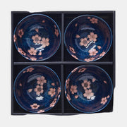 Bowl Set 4pcs Navy Pink Sakura Design V637-RW0018