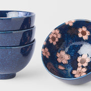 Bowl Set 4pcs Navy Pink Sakura Design V637-RW0018
