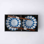 Bowl Set 2pcs with Chopsticks Indigo Sunflower Design V637-RW0040