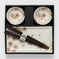 Sushi Set for Two with Chopsticks White With Pink Sakura Design V637-RW0053
