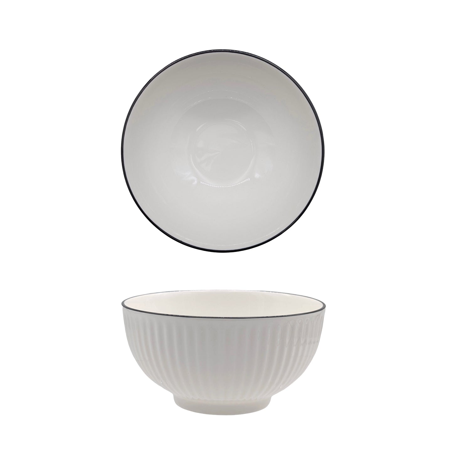 bulk 24 Sorrento Porcelain Embossed Bowl w Black Rim 6.5'' 16cm V637-TAB36447