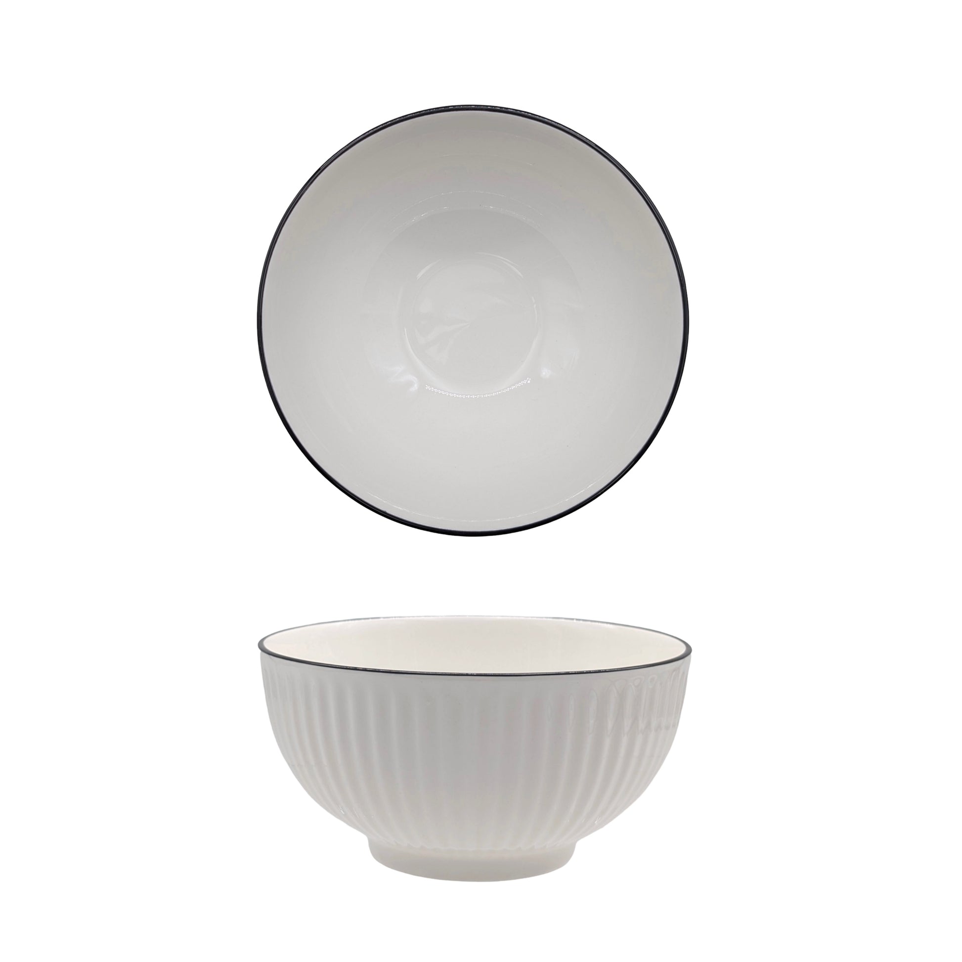 bulk 24 Sorrento Porcelain Embossed Bowl w Black Rim 6.5'' 16cm V637-TAB36447