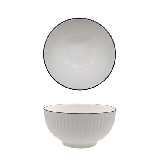bulk 24 Sorrento Porcelain Embossed Bowl w Black Rim 6.5'' 16cm V637-TAB36447