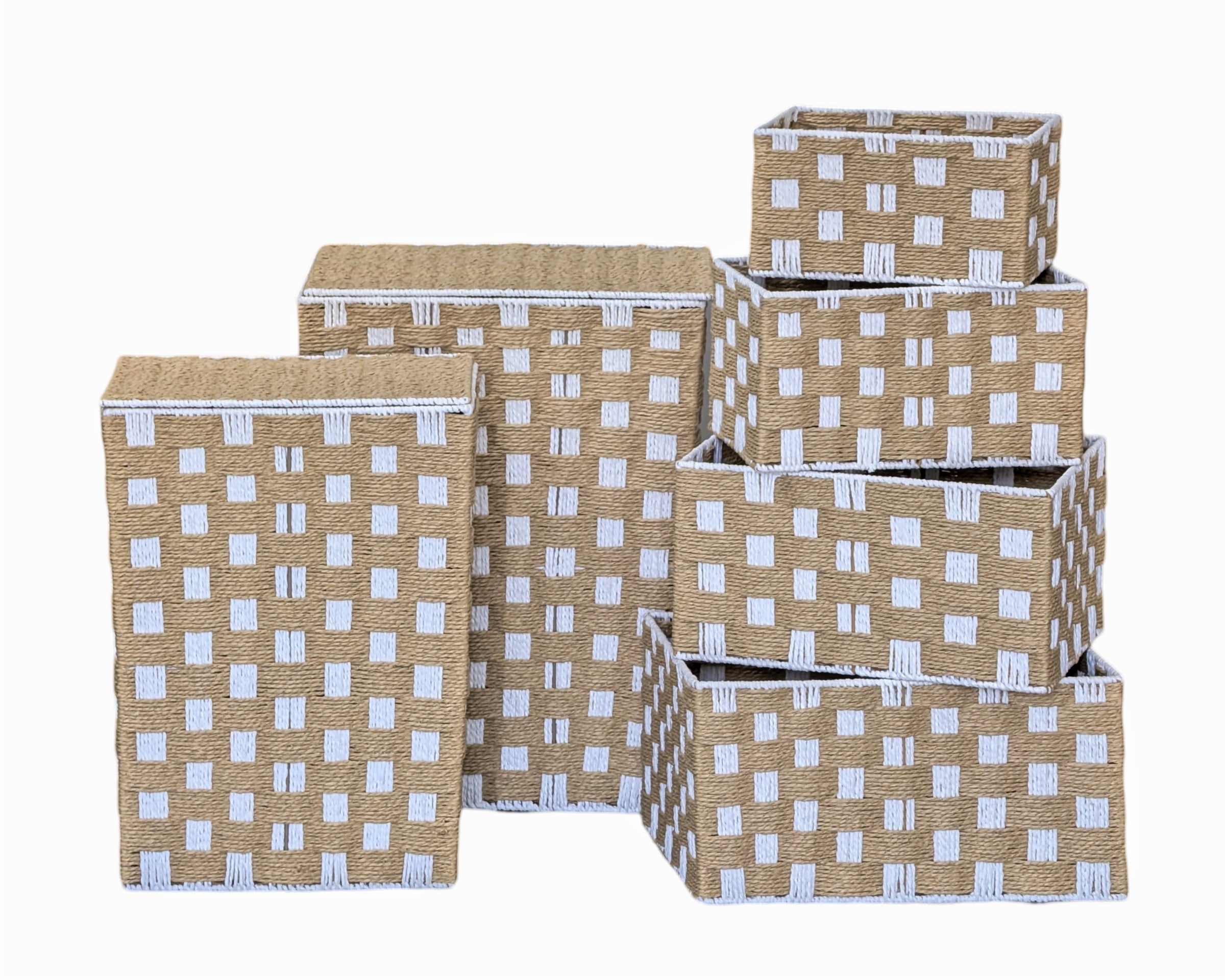 Set 6 Woven Paper Rope Laundry N Storage Basket 55cm V637-WDB37329