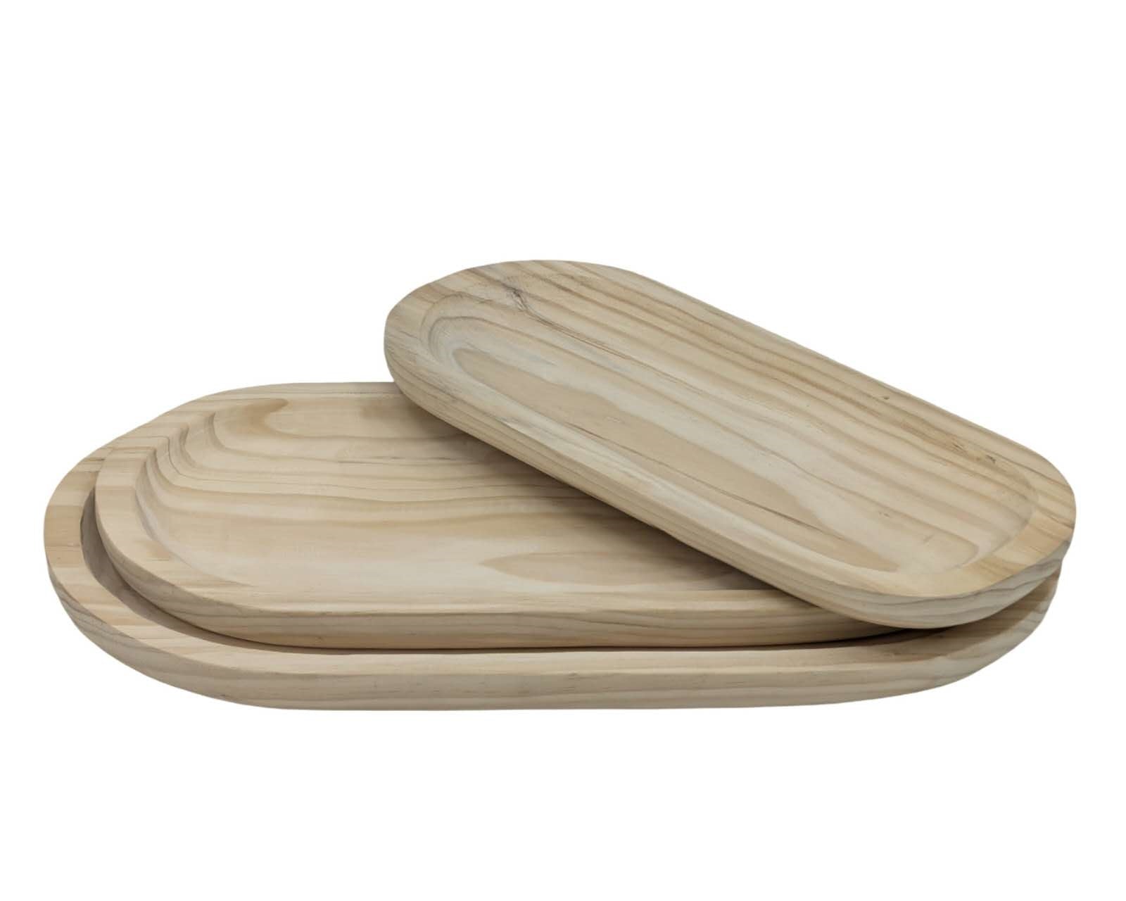 Set 3 Wood Oval Trays 45cm V637-WDB37493
