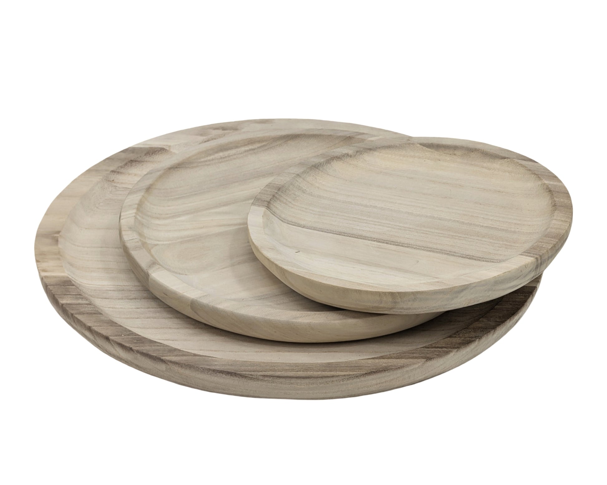 Set 3 Wood Round Trays 39cm V637-WDB37496