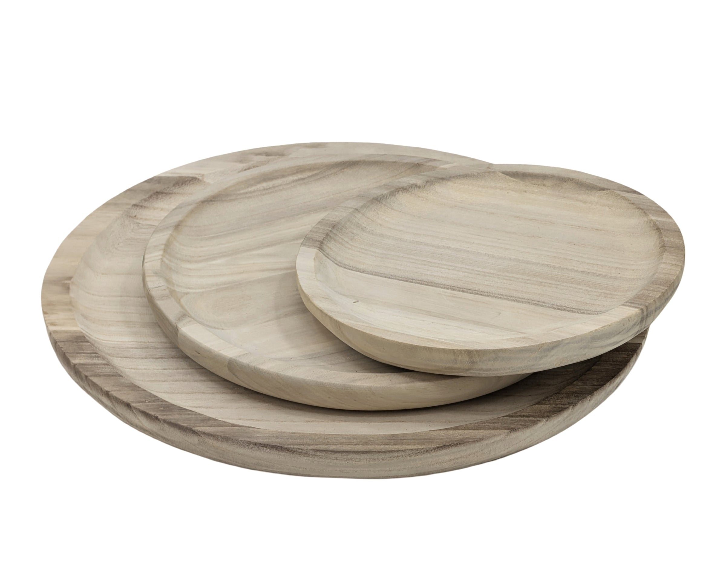 Set 3 Wood Round Trays 39cm V637-WDB37496
