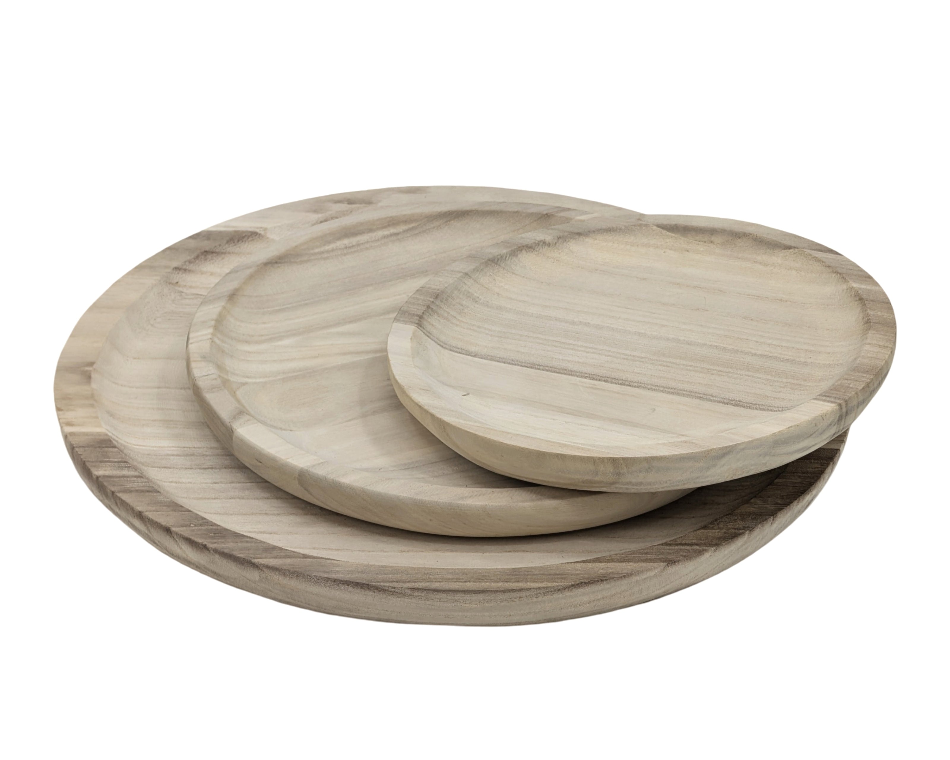 Set 3 Wood Round Trays 39cm V637-WDB37496