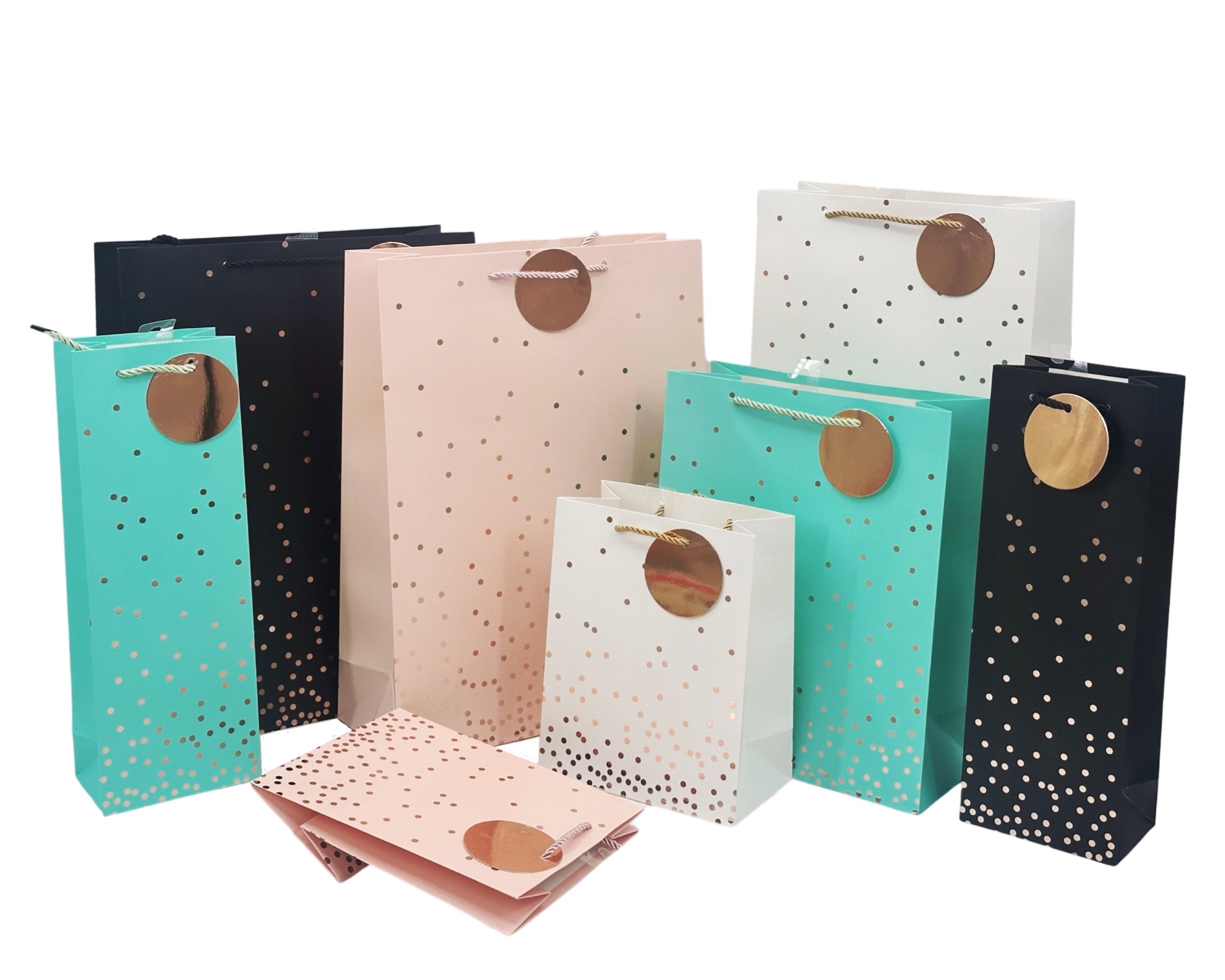 Bulk 24 Gold Confetti Bottle Giftbag Foiled Bottle 4 Assorted 12x36cm V637-WRP27921