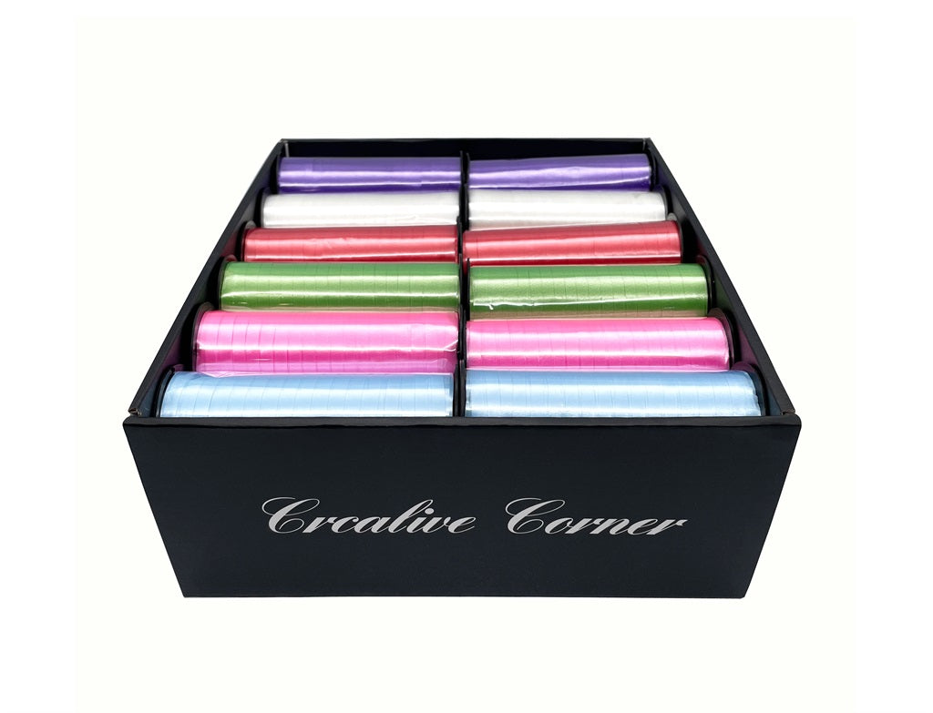 bulk 24 Satin Curling Ribbon On Spool 5mmx70m Assorted V637-WRP31747
