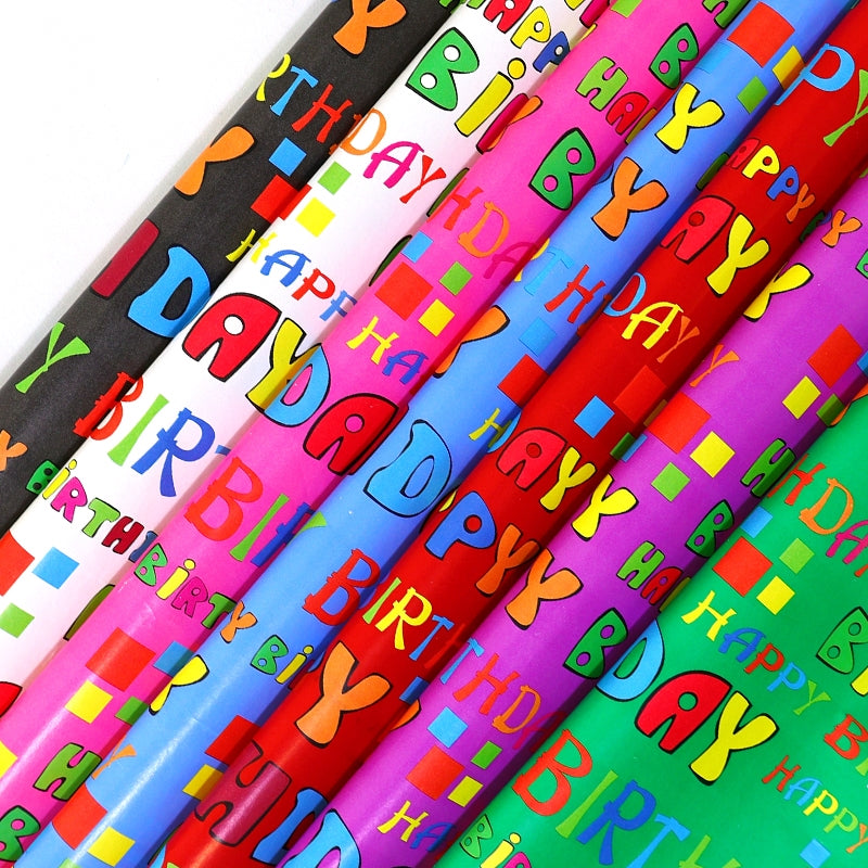 bulk 50 Happy Birthday Gift Wrap 70cmx3m 38mm Core V637-WRP33968