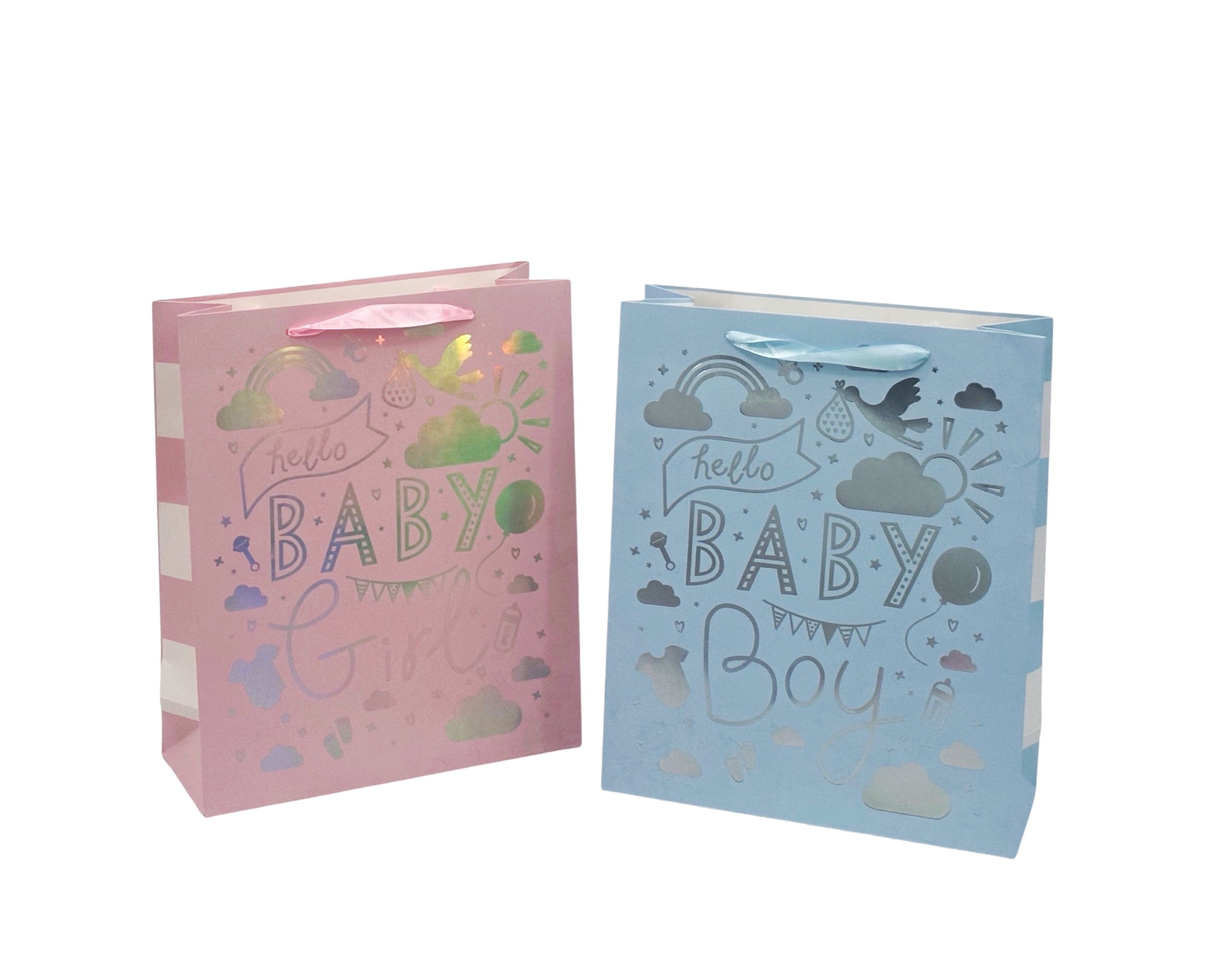 bulk 24 Medium Foiled Baby Gift Bag Assort 23cm V637-WRP35009