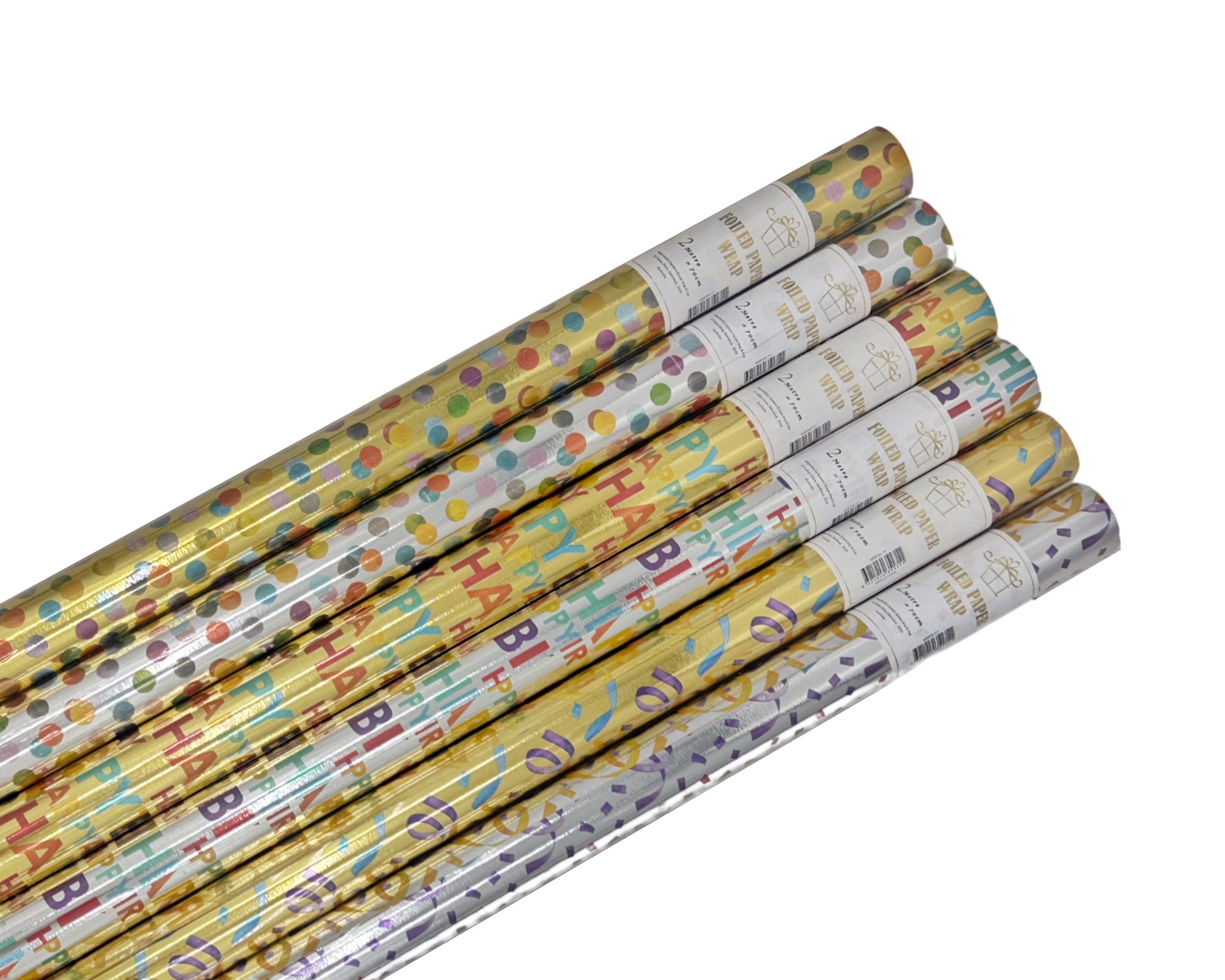bulk 50 Foiled Celebration Gift Wrap 70Cmx2M Core V637-WRP35171
