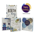 Bulk 24 Medium Foil & Embossed Birthday Gift Bag 4 Assort 17x23cm V637-WRP35465