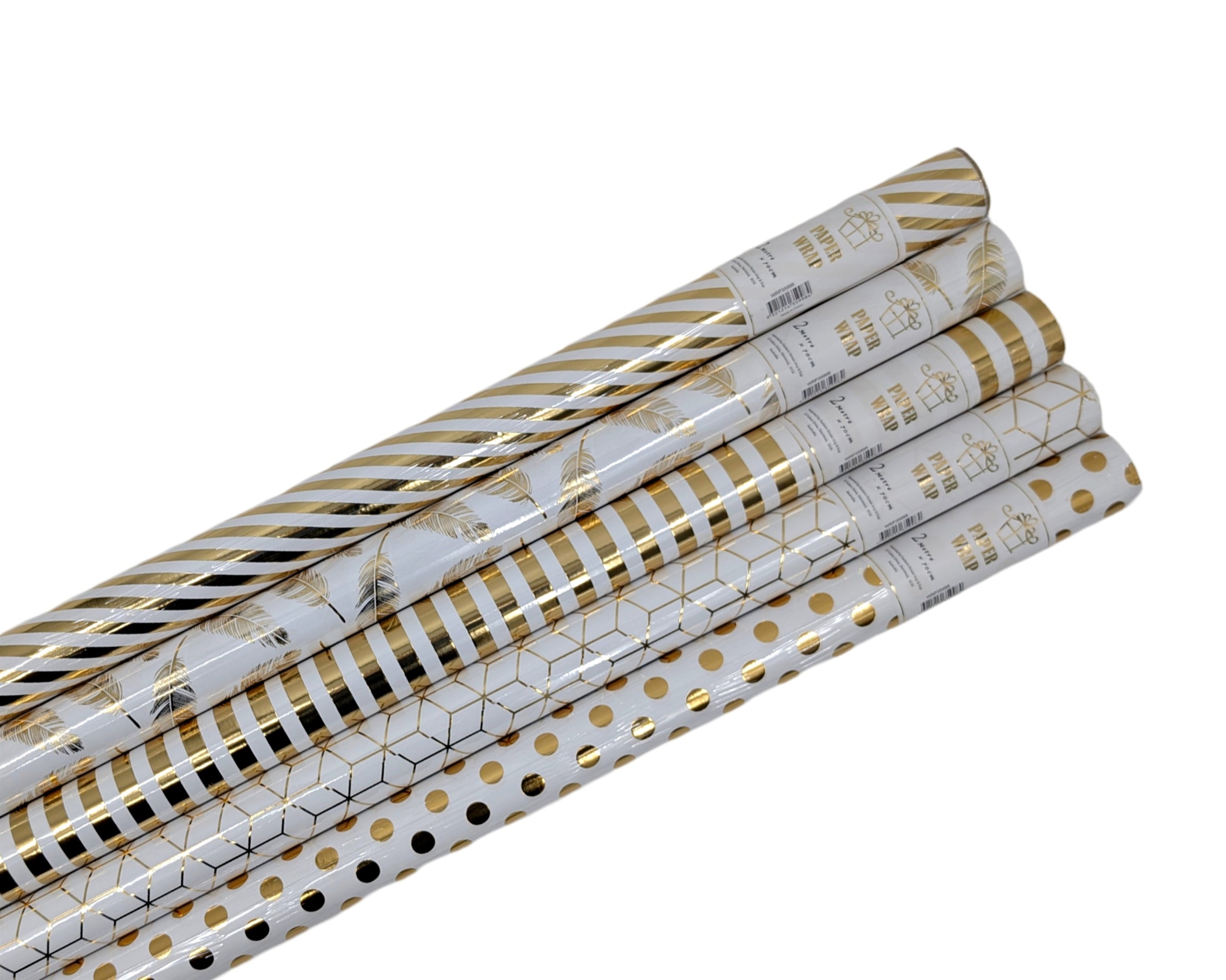 bulk 50 Gold Foiled Everyday Gift Wrap Assort 200cm V637-WRP35998