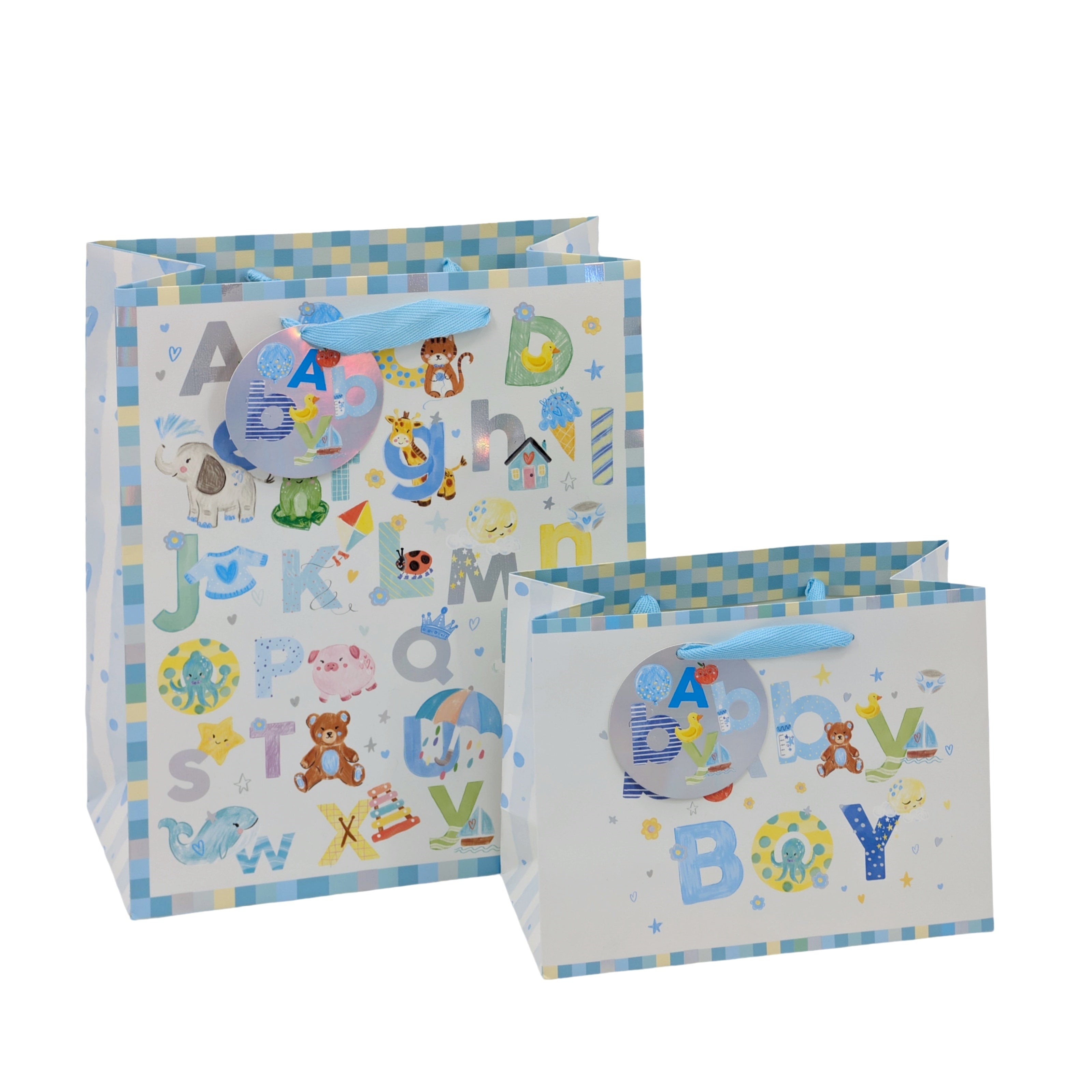 bulk 24 Medium Baby Boy Gift Bag 2 Asst 23cm V637-WRP36925