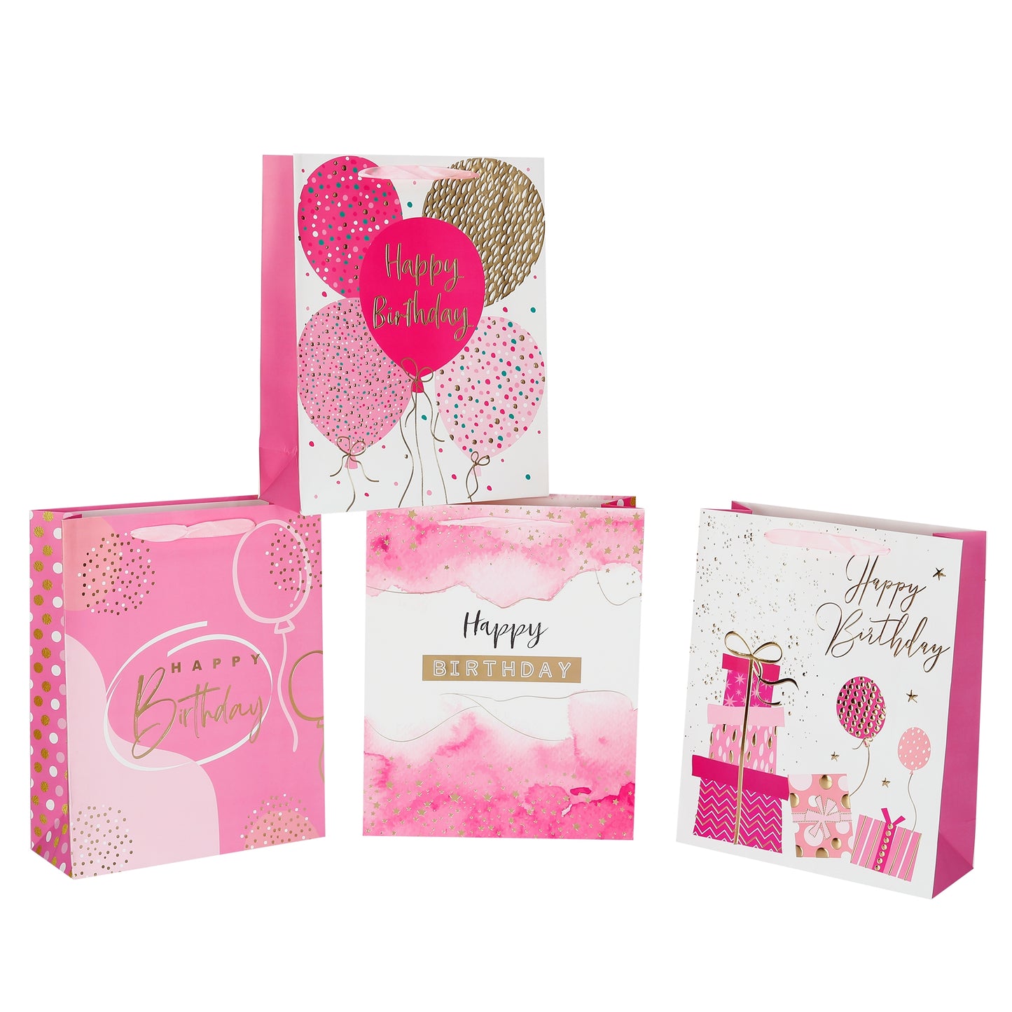 bulk 24 Medium Pink Celeberation Gift Bag Assort 17x23cm V637-WRP37364