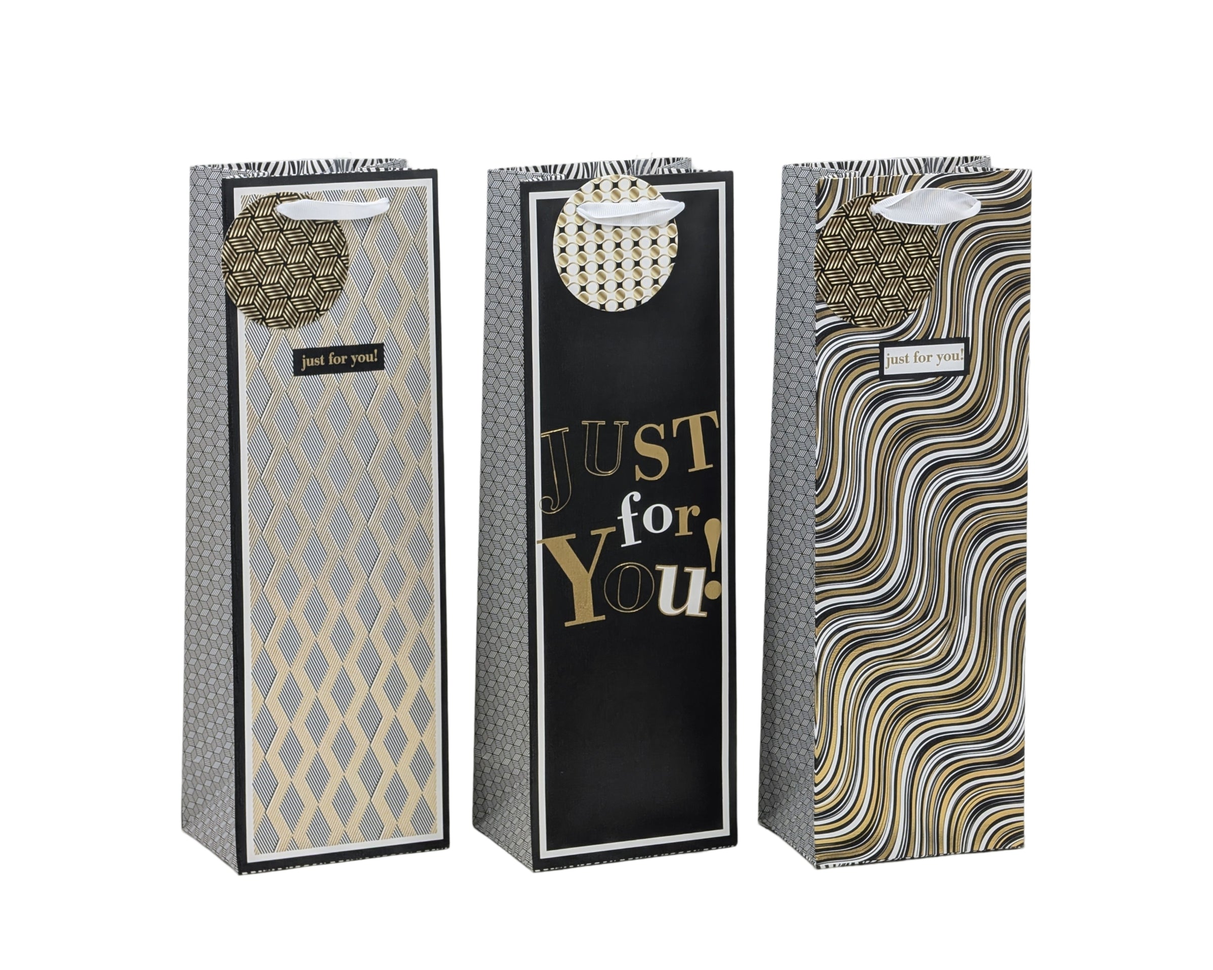 bulk 24 Bottle Gift Bag Golden Glam Assort 36cm V637-WRP37379
