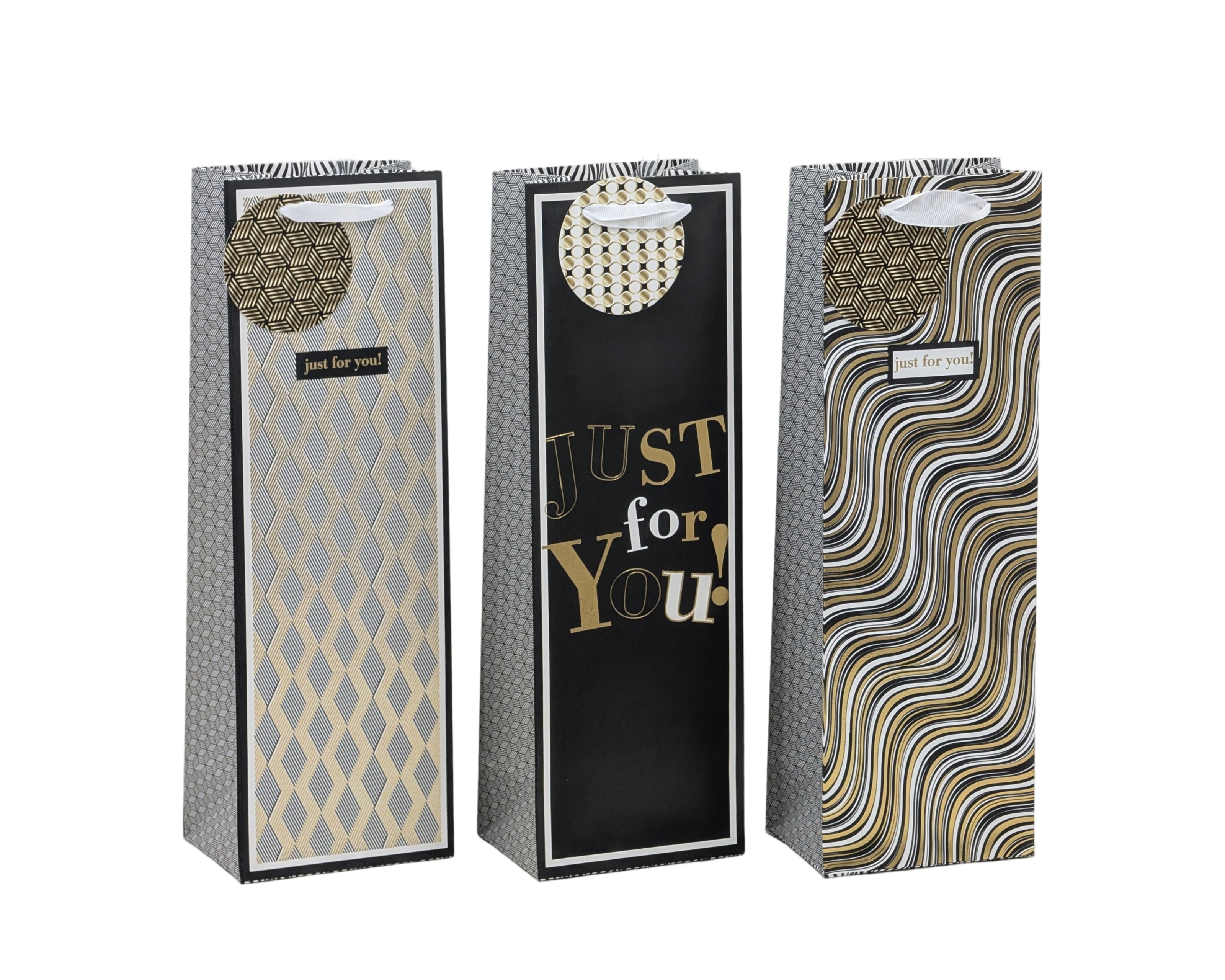 bulk 24 Bottle Gift Bag Golden Glam Assort 36cm V637-WRP37379