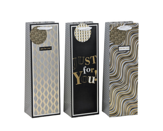 bulk 24 Bottle Gift Bag Golden Glam Assort 36cm V637-WRP37379
