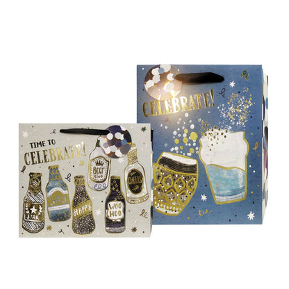 bulk 24 Large Celebration Sips For Male Gift Bag Assort 26x32cm V637-WRP38606