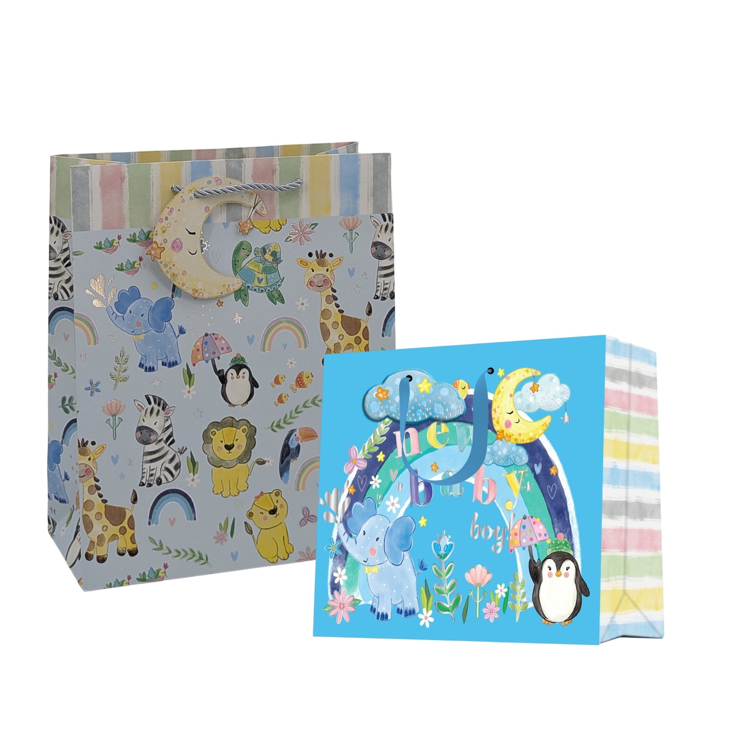 bulk 24 Xlarge Welcome Baby Boy Gift Bag 2 Asst 31x42cm V637-WRP38703