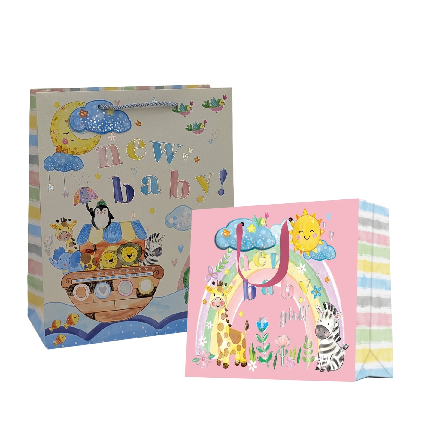 bulk 24 Xlarge Welcome Baby Gift Bag 2 Asst 31x42cm V637-WRP38706