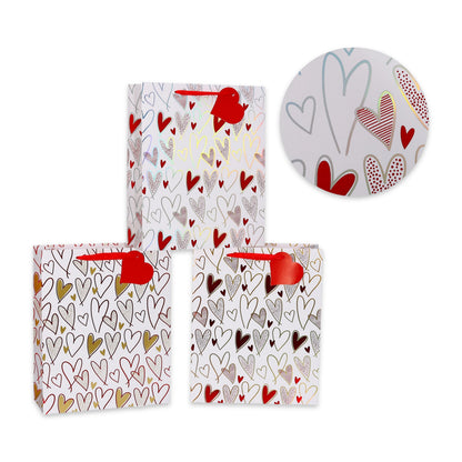 bulk 24 Xlarge Size Love Heart Gift Bag 3 Asst 42cm V637-WRP38872
