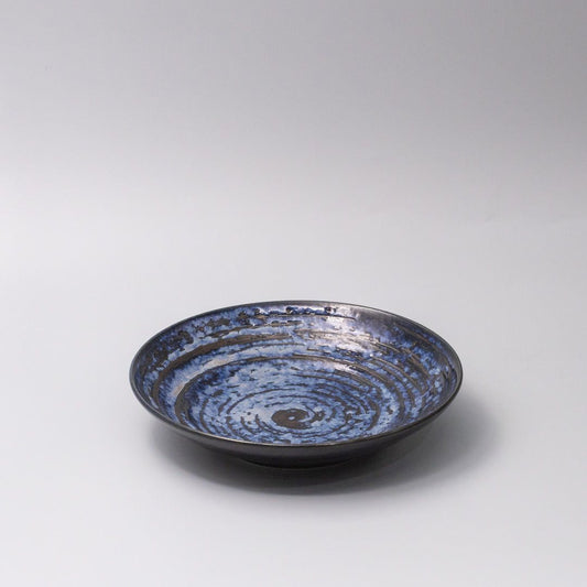 Open Flat Base 23cm Bowl Copper Swirl Glaze V637-Y2410