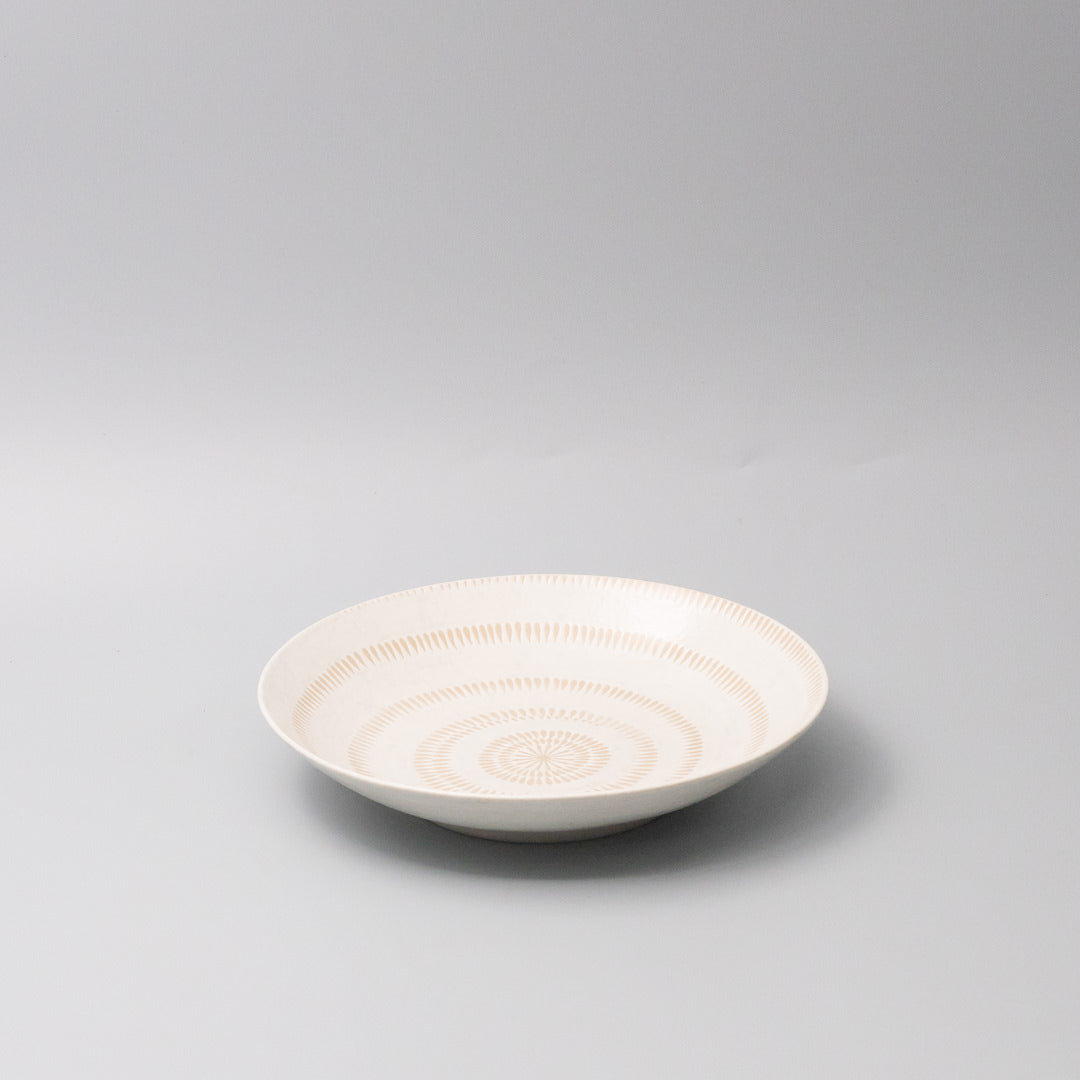 Bowl Open Shallow 23cm Ivory Spiral Glaze V637-Y2524