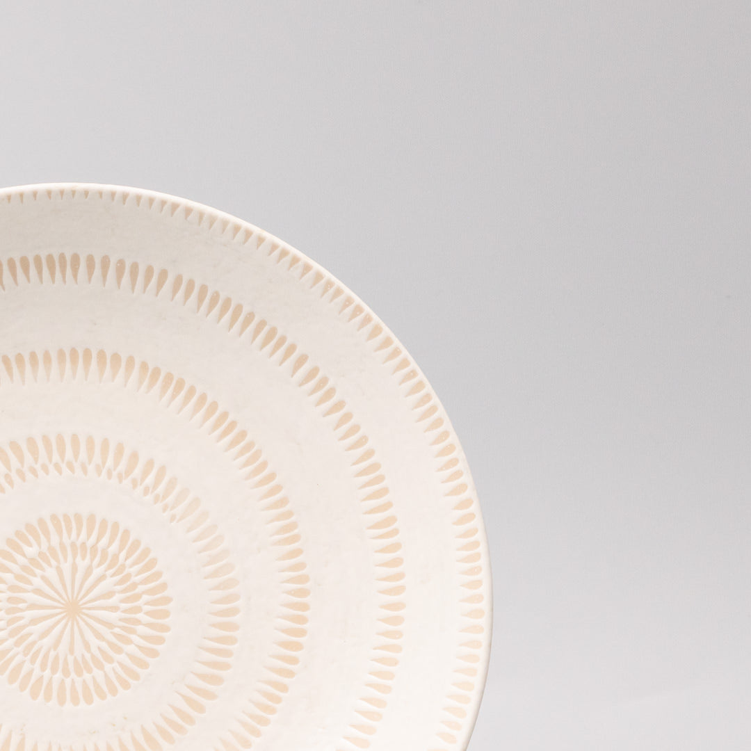Bowl Open Shallow 23cm Ivory Spiral Glaze V637-Y2524