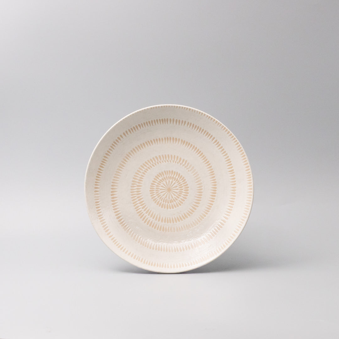 Bowl Open Shallow 23cm Ivory Spiral Glaze V637-Y2524