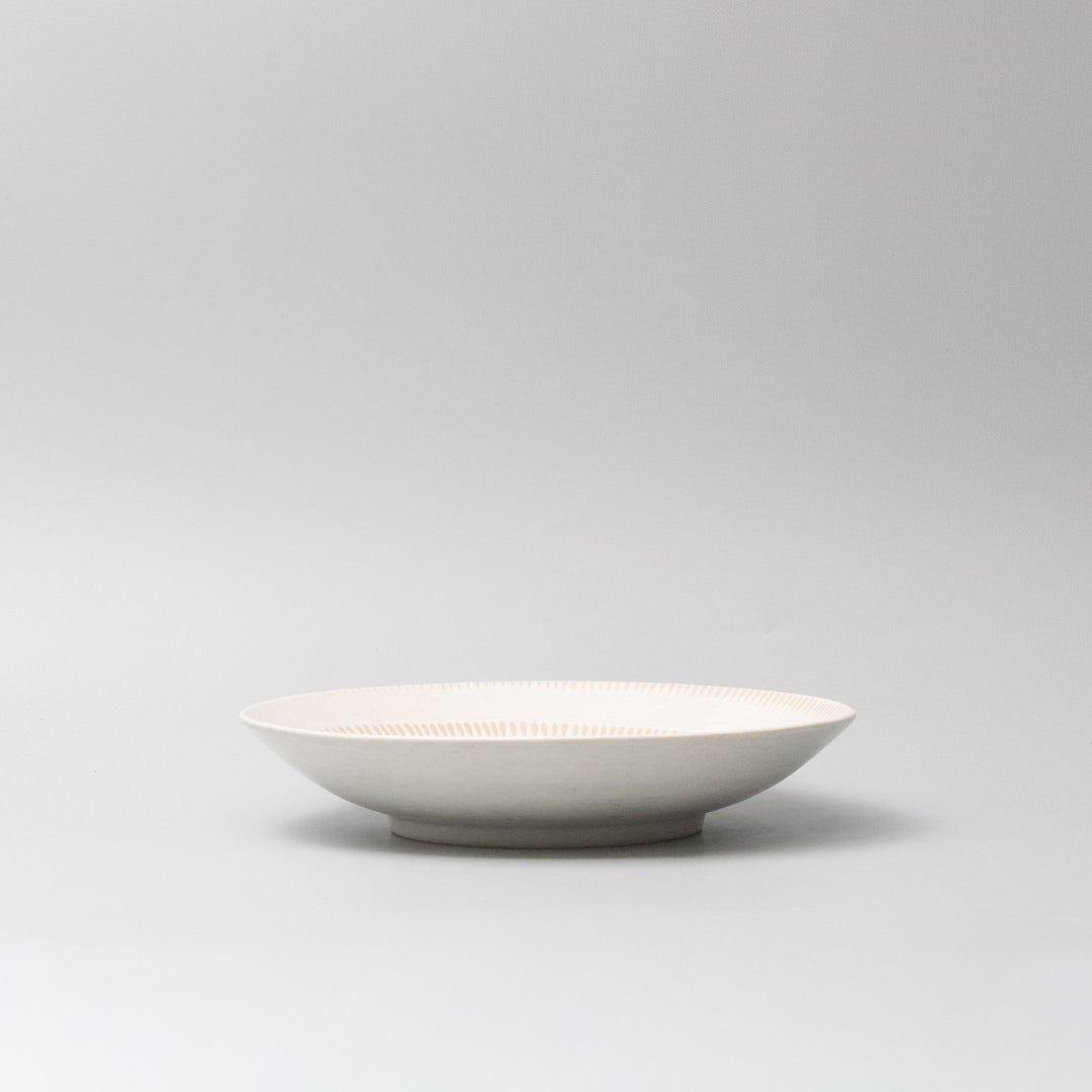 Bowl Open Shallow 23cm Ivory Spiral Glaze V637-Y2524