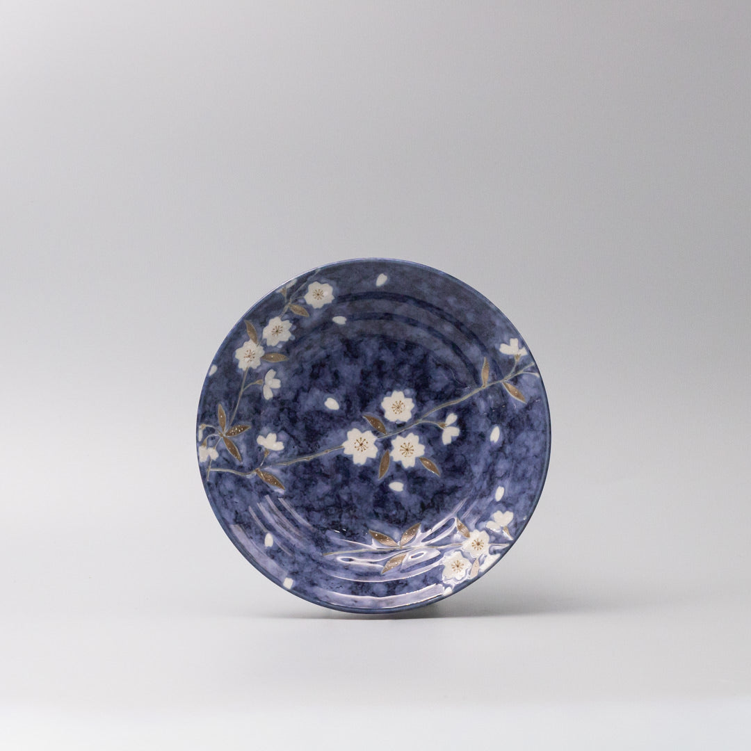 Bowl Open Shallow 20cm Indigo Sakura Design V637-Y2534
