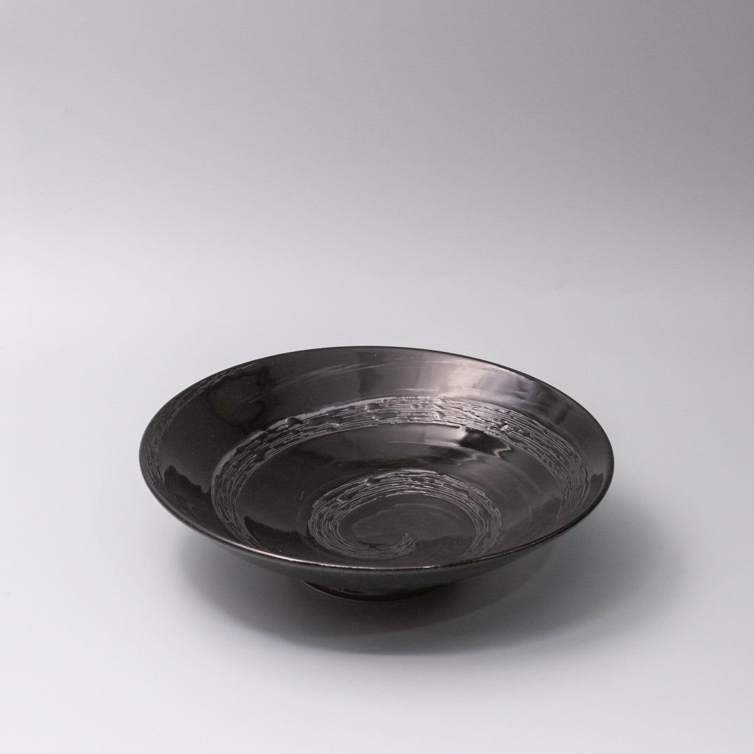 Serving Bowl 28cm Black Swirl Glaze V637-Y2548