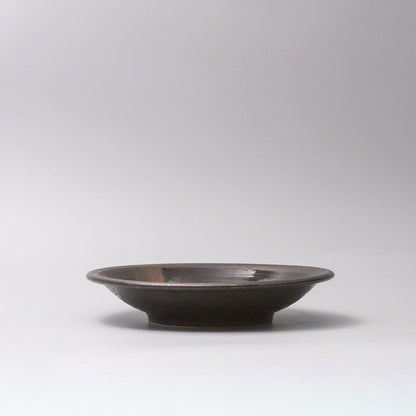 Shallow Bowl 23cm Mottled Black with Brushstroke V637-Y2553