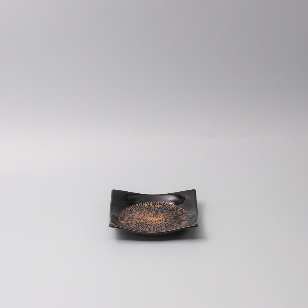 Plate Square 13.5cm Bronze Converging Glaze V637-Y2561