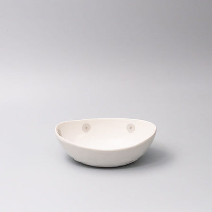 Bowl Oval 20cm White with Grey Dots Design V637-Y2582