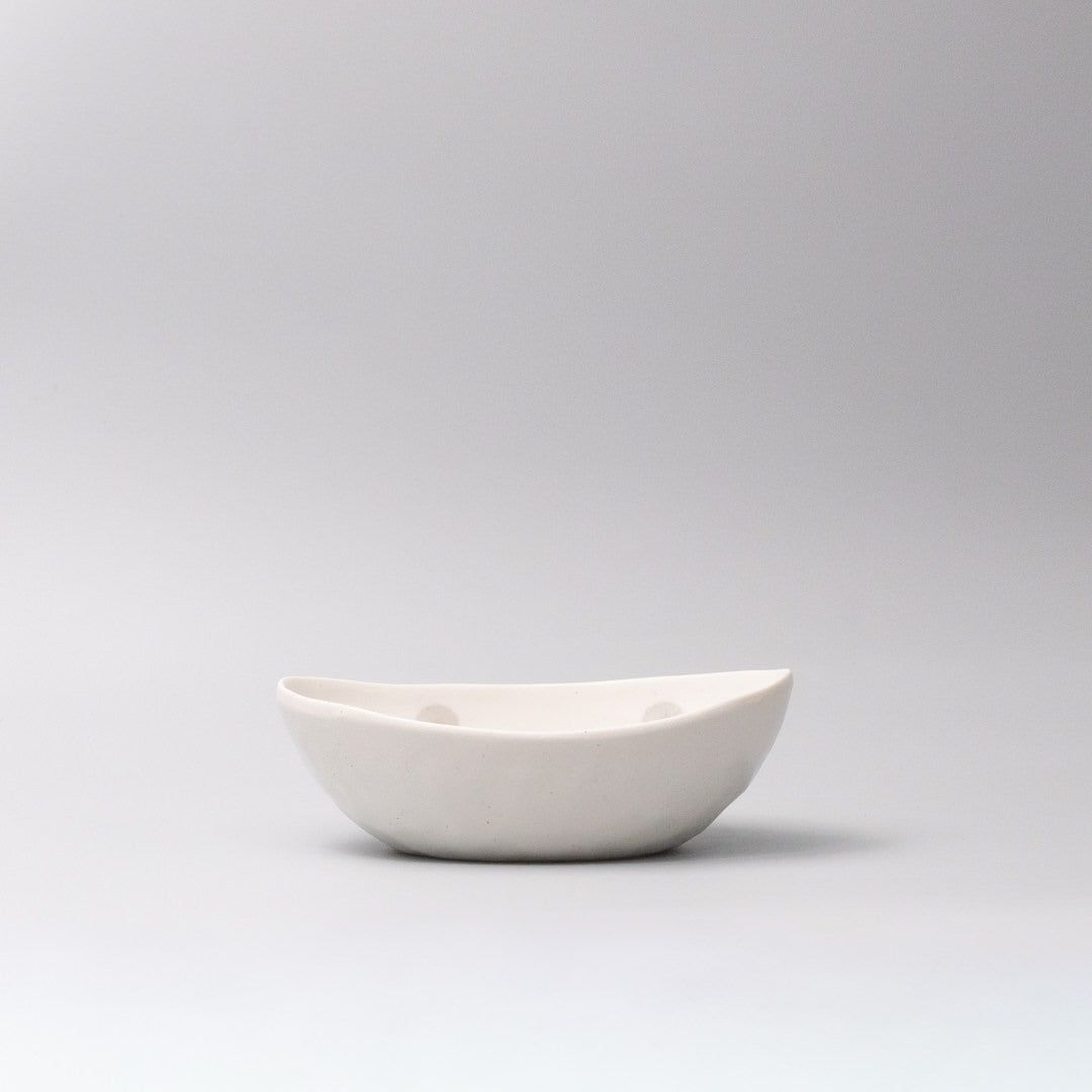 Bowl Oval 20cm White with Grey Dots Design V637-Y2582