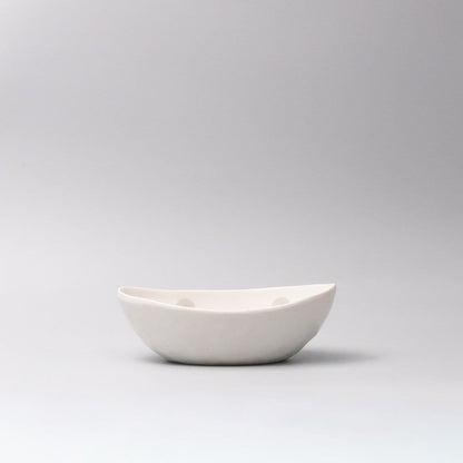 Bowl Oval 20cm White with Grey Dots Design V637-Y2582