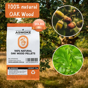 ASMOKE 100% Natural Premium Oak Wood BBQ Pellets for Smoker & Grill (9kg / 20lbs) V642-20-LBS-9-5-KG-OF-100-PURE-OAK-PELLETS-COPY