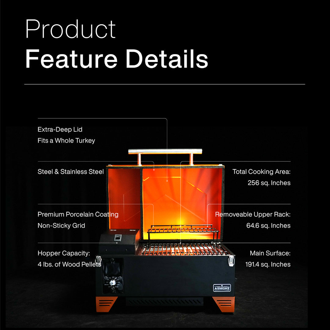 Asmoke AS350 Portable Wood Pellet Grill - Cyder Black V642-ASMOKE-AS350-PORTABLE-WOOD-PELLET-GRILL-CYDER-BLACK