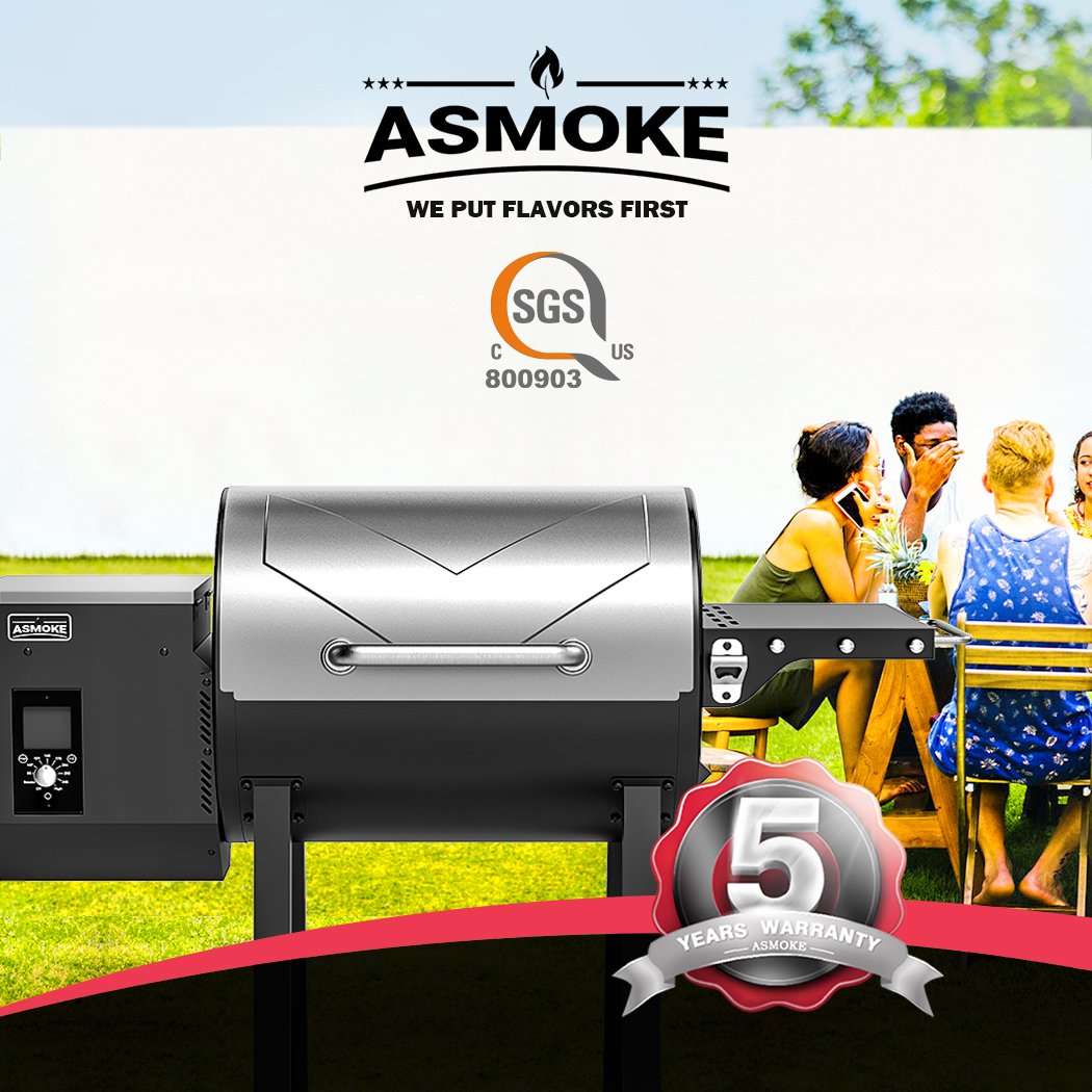 Asmoke AS500N-2 WOOD PELLET GRILL SILVER V642-ASMOKE-AS500N-2-WOOD-PELLET-GRILL-SILVER